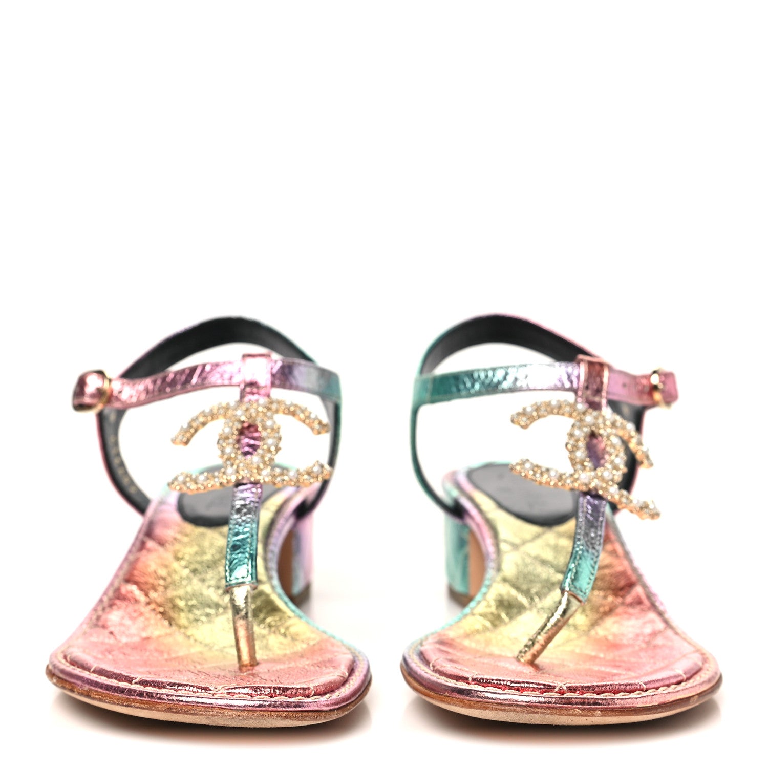 Chanel Goatskin Fantasy CC Pearl Thong Sandals 35.5 Multicolor 3 of 10