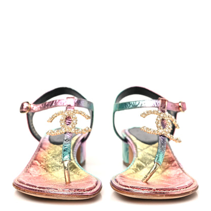 Chanel Goatskin Fantasy CC Pearl Thong Sandals 35.5 Multicolor 3 of 10