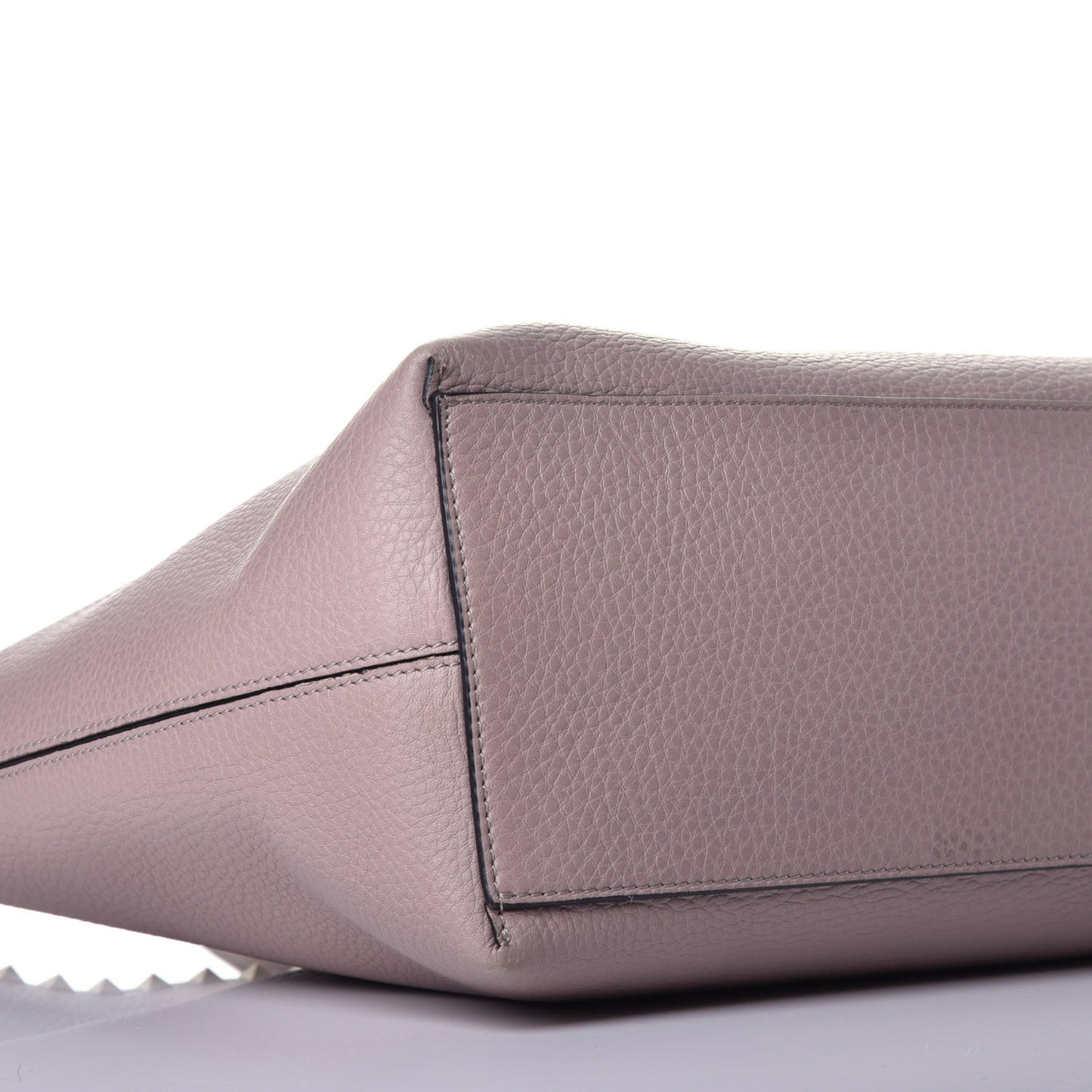 Grained Calfskin Rockstud Shoulder Tote Poudre