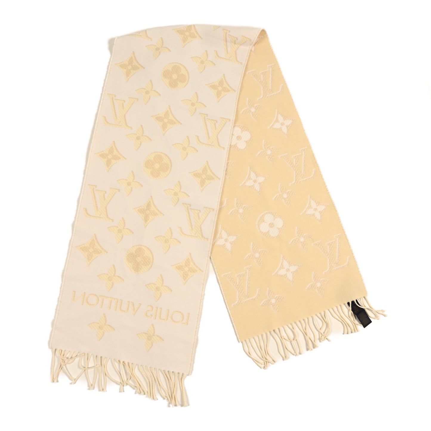 Wool Silk Monogram LV Essential Shine Scarf Vanille