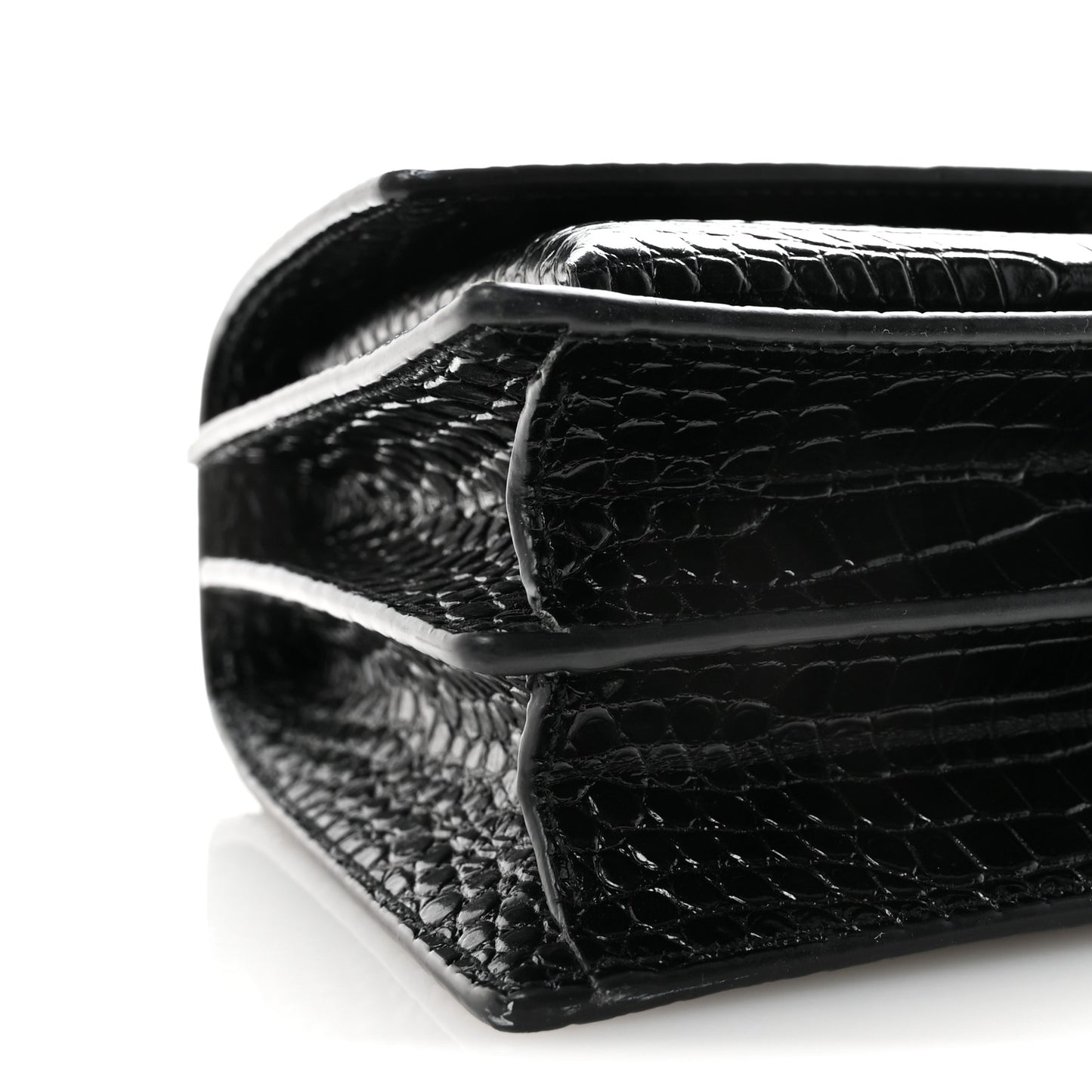 Calfskin Crocodile Embossed Medium Monogram Sunset Black