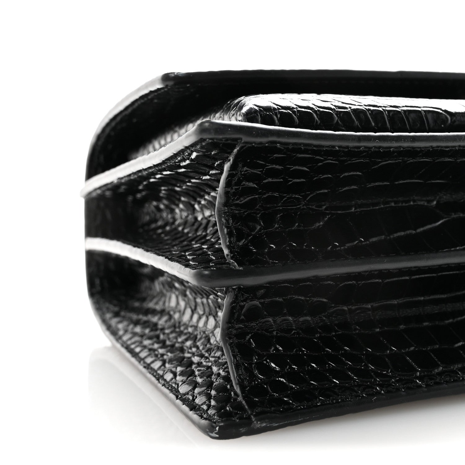 Saint Laurent Calfskin Crocodile Embossed Medium Monogram Sunset Black 8 of 9