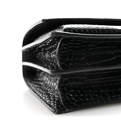 Saint Laurent Calfskin Crocodile Embossed Medium Monogram Sunset Black 8 of 9