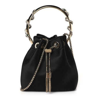 Jimmy Choo Satin Crystal Snake Embellished Bon Bon Bag Black 1 of 10