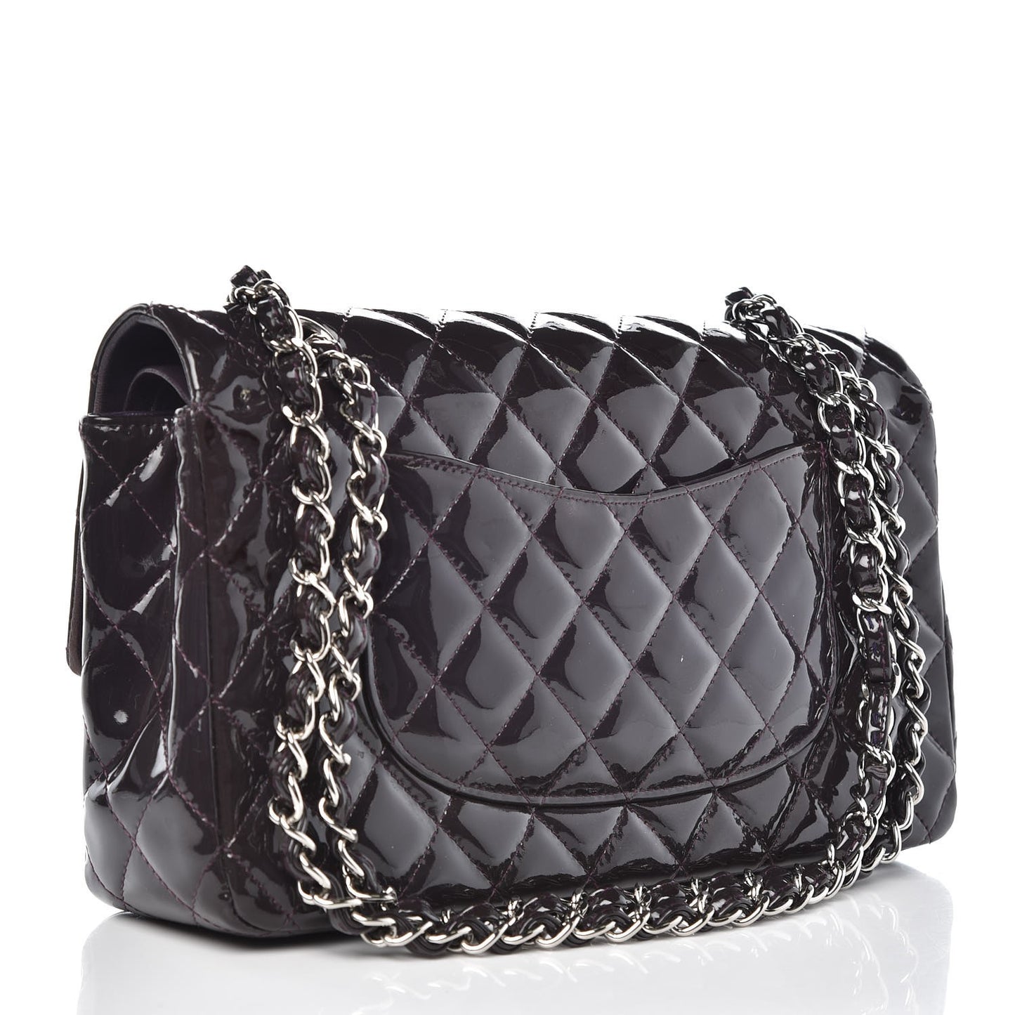 Patent Quilted Medium Double Flap Purple