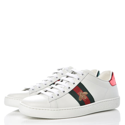 Gucci Calfskin Ayers Bee Embroidered Womens Ace Sneakers 36 White Green 4 of 20