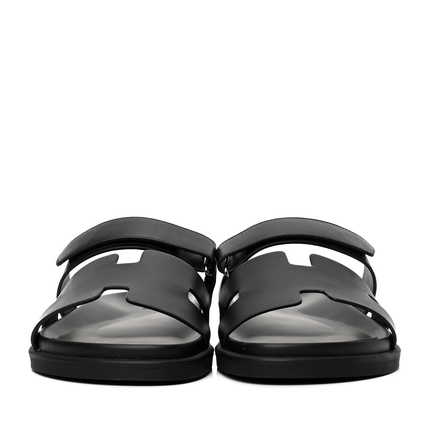 Hermes Calfskin Mens Chypre Sandals 44 Black 2 of 6