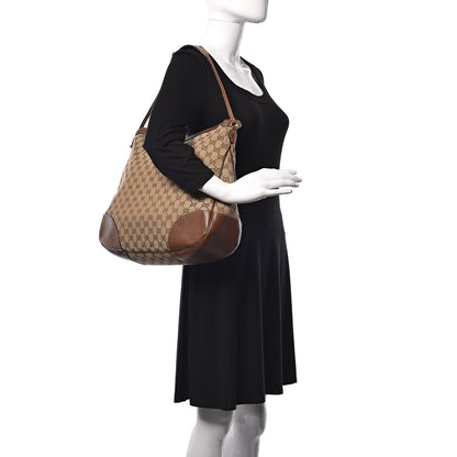 Gucci Monogram Textured Calfskin Large Bree Hobo Beige Ebony Nocciola 2 of 16