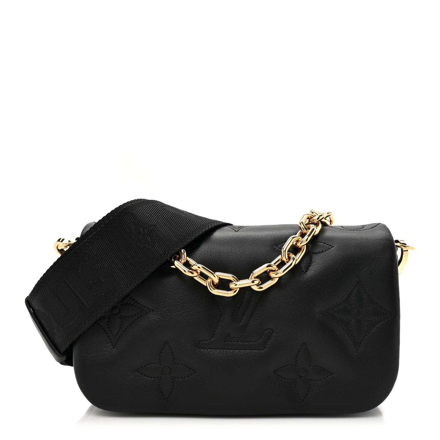 Louis Vuitton Calfskin Bubblegram Wallet On Strap Black 1 of 9