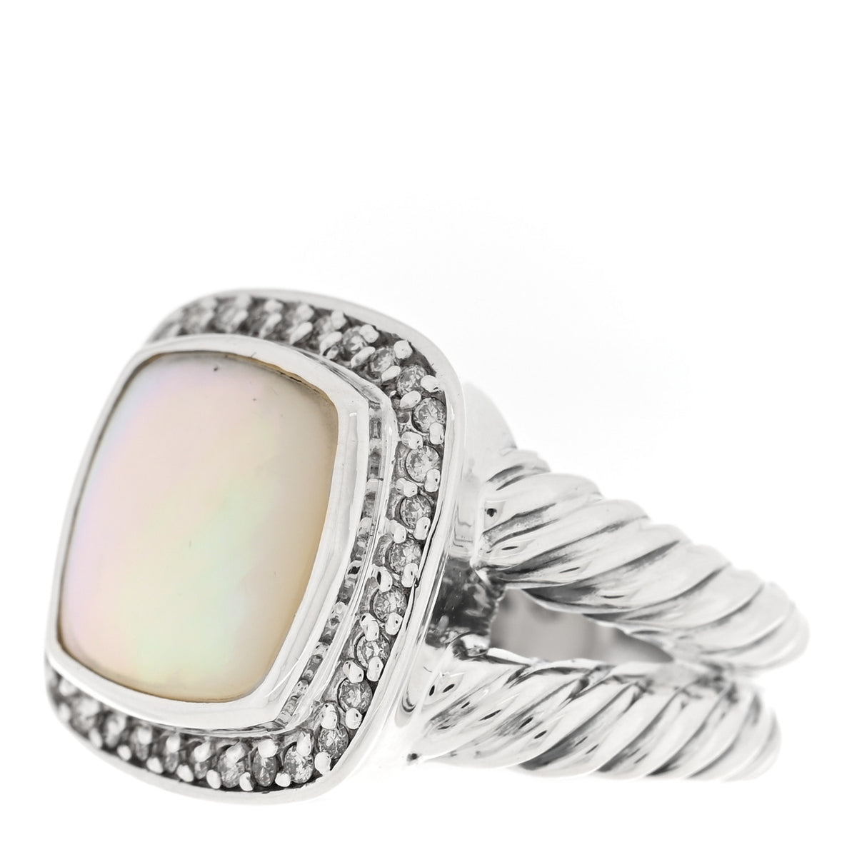 Sterling Silver Diamond Moon Quartz 11mm Albion Ring 50 5.5