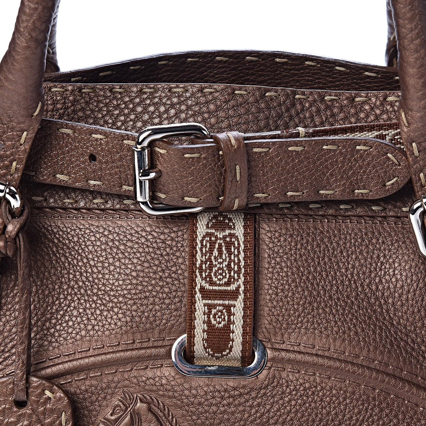 Calfskin Romano Selleria Small Villa Borghese Tote Bronze