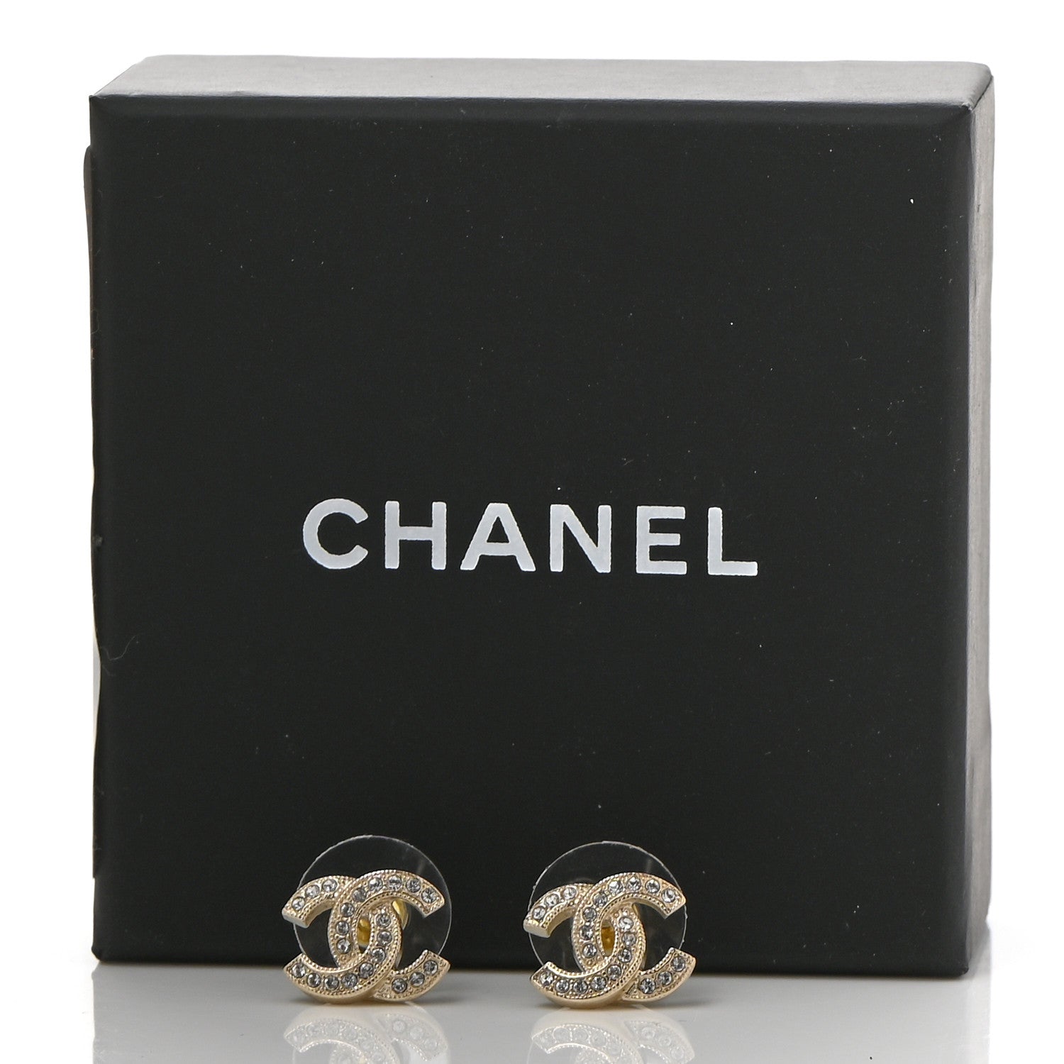 Chanel Crystal CC Earrings Gold 5 of 5