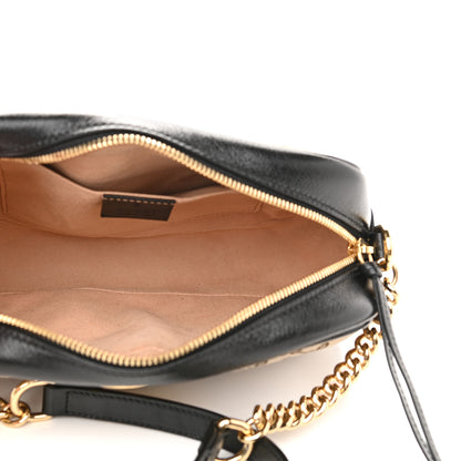 Gucci Monogram Matelasse Diagonal Small GG Marmont Chain Shoulder Bag Beige Black 5 of 12