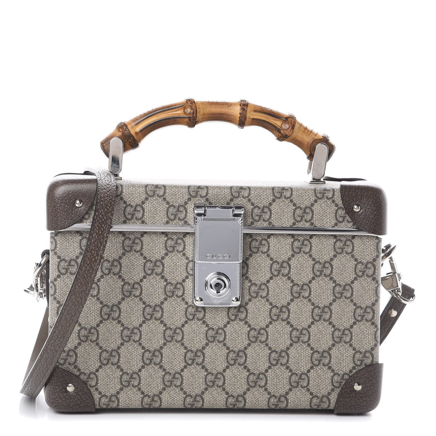Gucci GG Supreme Monogram Globe-Trotter Beauty Case Brown 583465