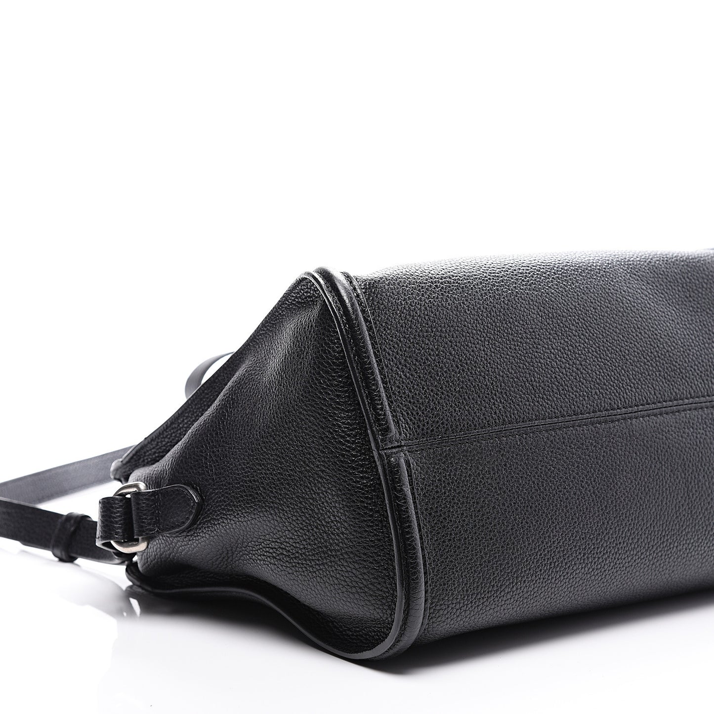 Pebbled Calfskin Small Skull Padlock Zip Around Tote Black