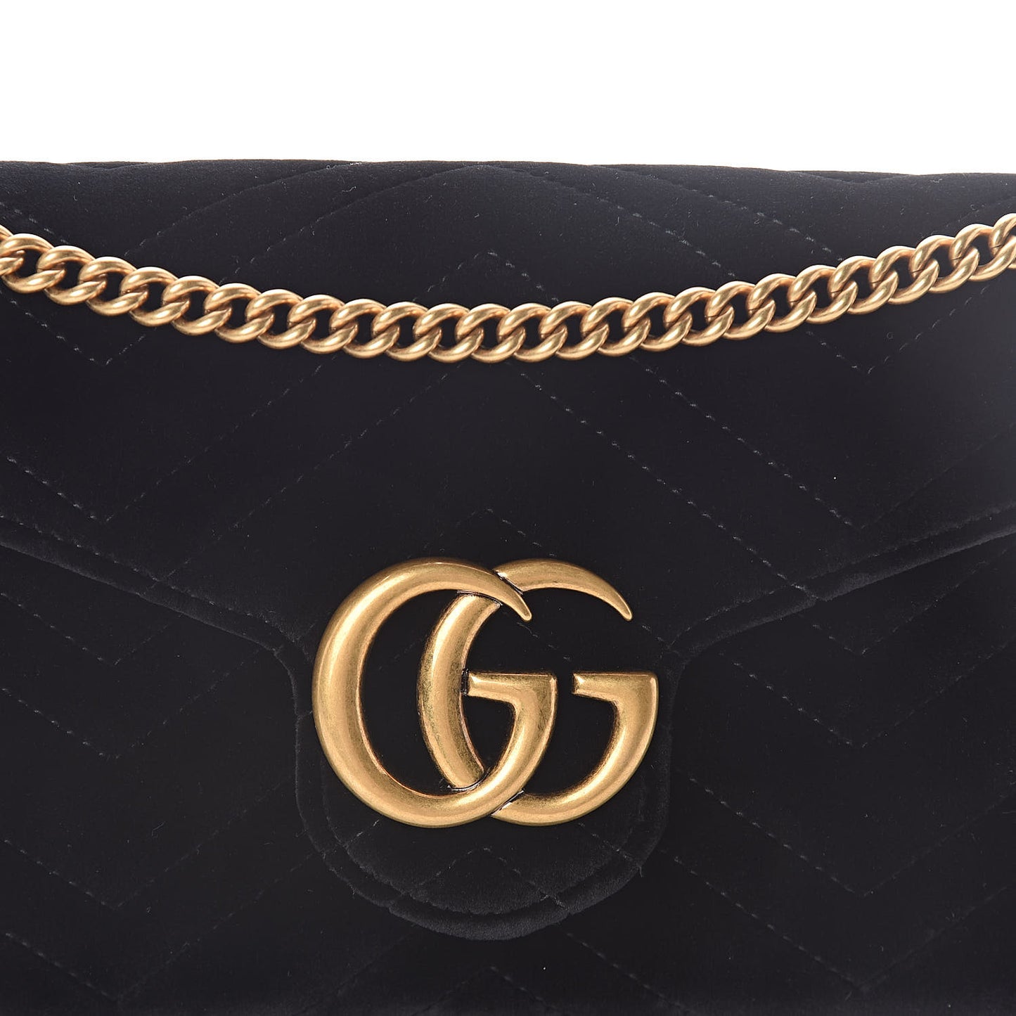 Velvet Matelasse GG Marmont Chain Wallet Black