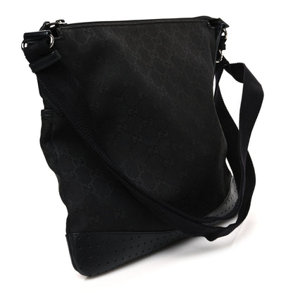 Gucci Monogram Calfskin Perforated Medium Flat Messenger Bag Black 2 of 10