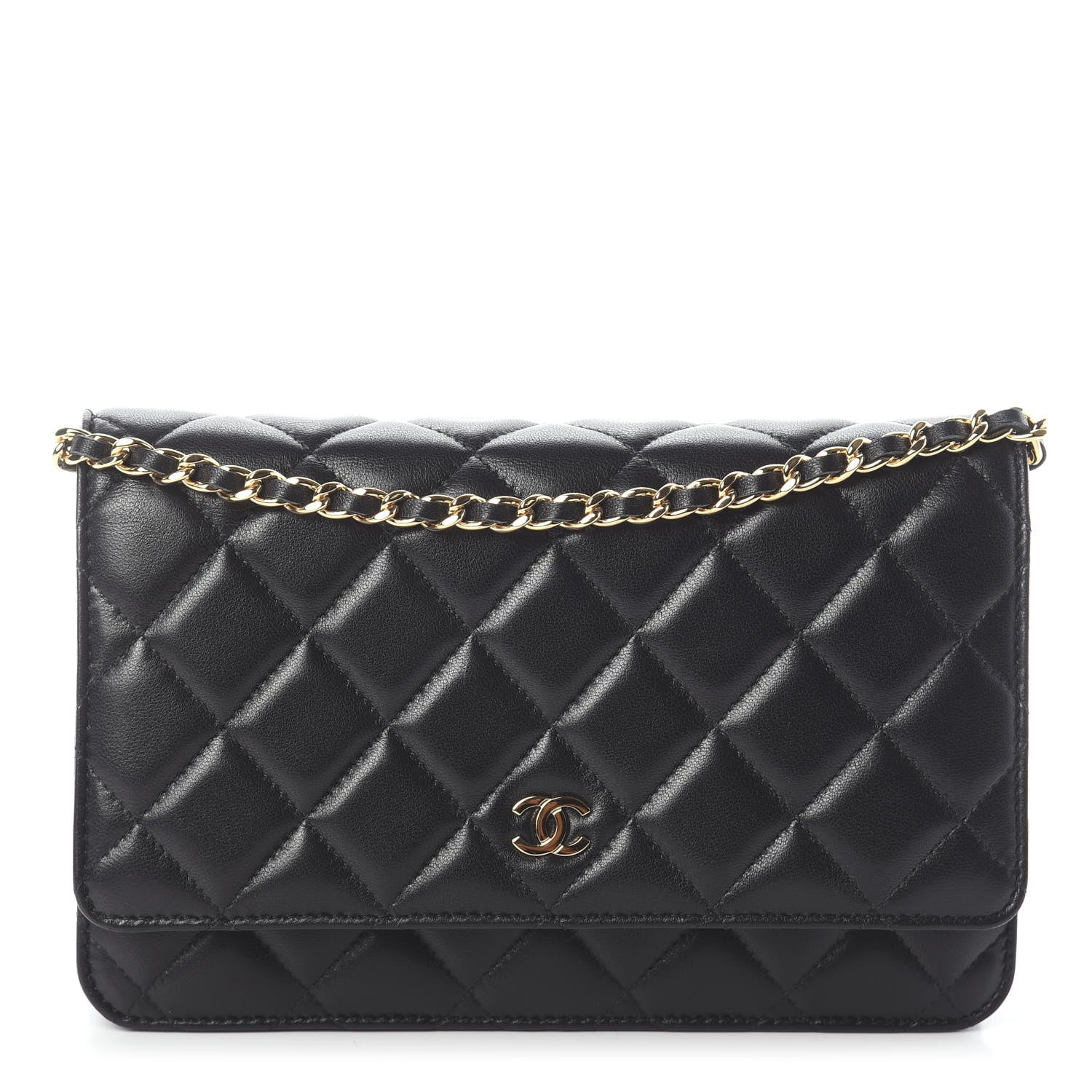 Chanel Lambskin Quilted Wallet On Chain WOC Black 1 of 10