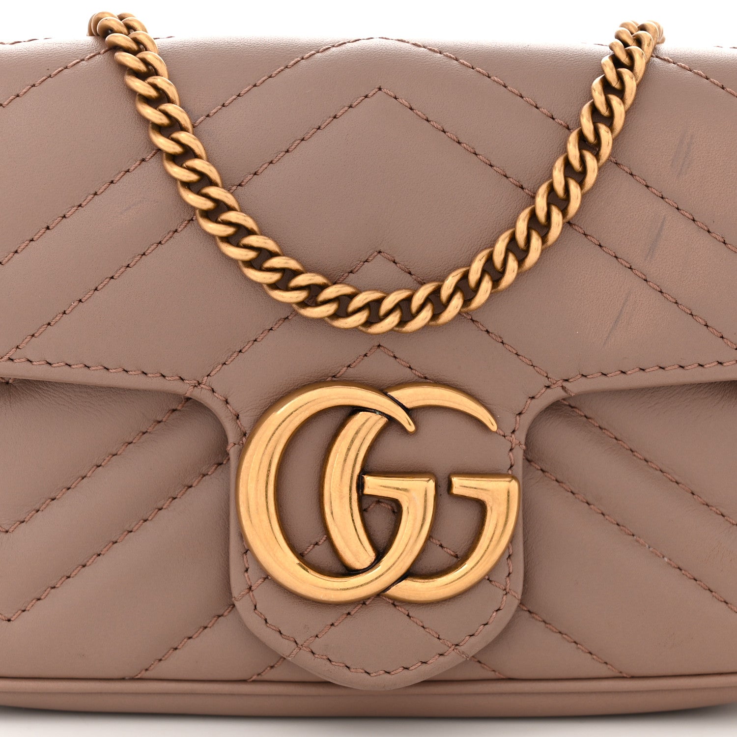 Gucci Calfskin Matelasse Super Mini GG Marmont Shoulder Bag Porcelain Rose 8 of 12