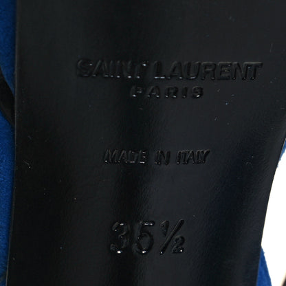 Saint Laurent Kid Scamosciato Tribute 105 Open Toe Platform Sandals 35.5 Bleu Majorelle 6 of 9