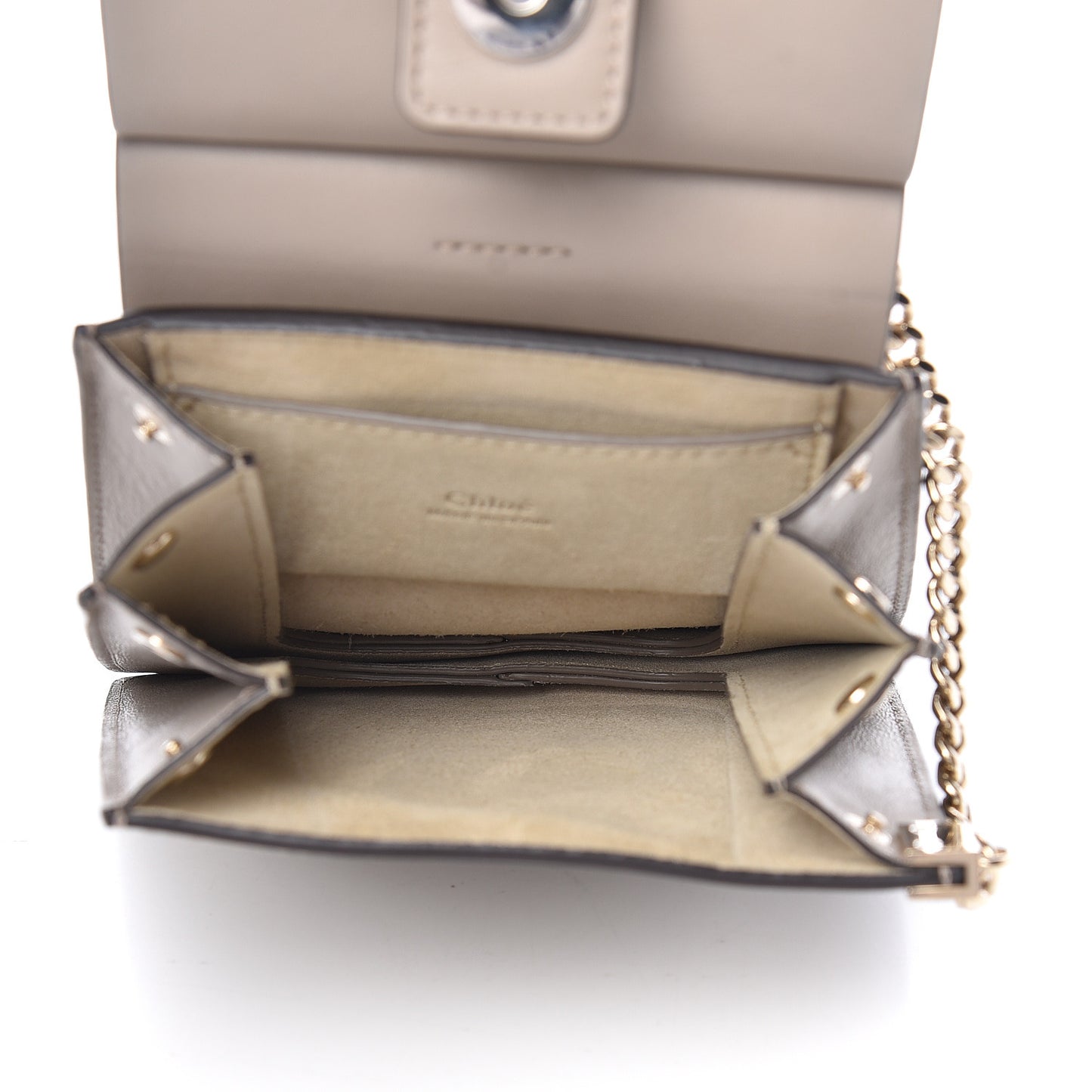 Suede Calfskin Mini Faye Bracelet Bag Motty Grey