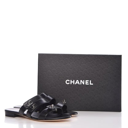 Chanel Calfskin CC Turnlock Mule Sandals 36 Black 10 of 10