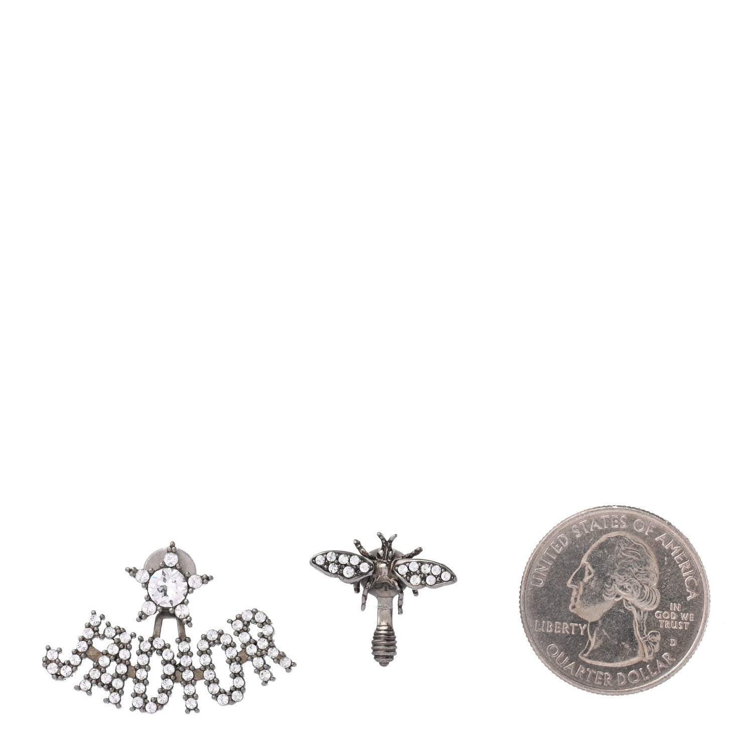 Christian Dior Metal Crystal J'Adior Earrings Antique Silver 2 of 4
