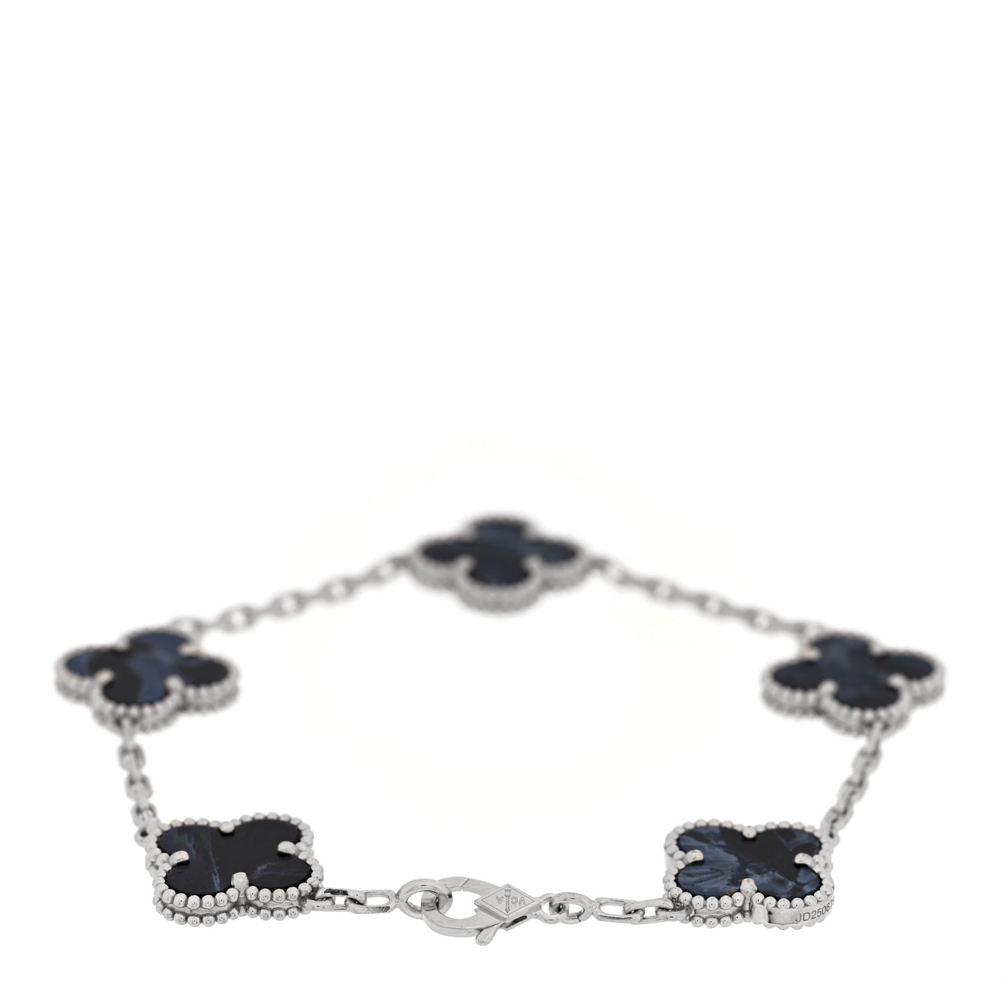 18K White Gold Pietersite 5 Motifs Vintage Alhambra Bracelet