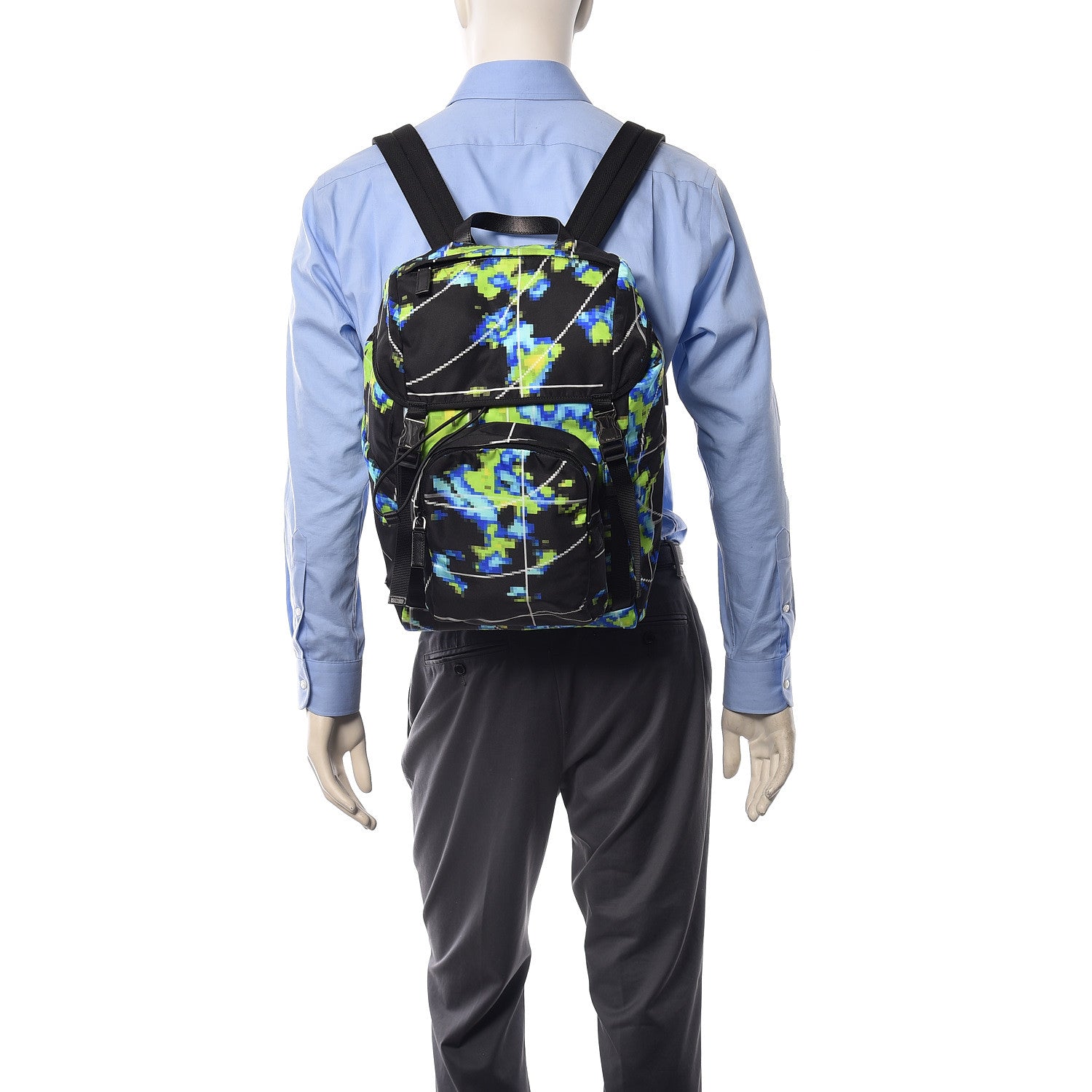 Prada Tessuto Nylon Radar Print Medium Double Buckle Backpack Multicolor 2 of 13