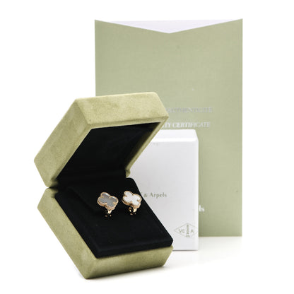 Van Cleef & Arpels 18K Yellow Gold Mother of Pearl Vintage Alhambra Earrings 5 of 5