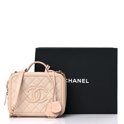 Chanel Caviar Quilted Medium CC Filigree Vanity Case Beige 12 of 12