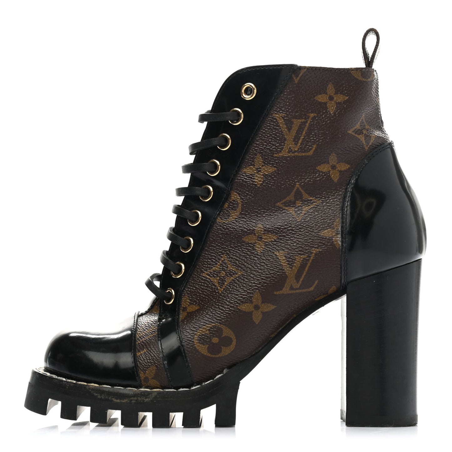Patent Calfskin Monogram Star Trail Ankle Boots 36.5 Black