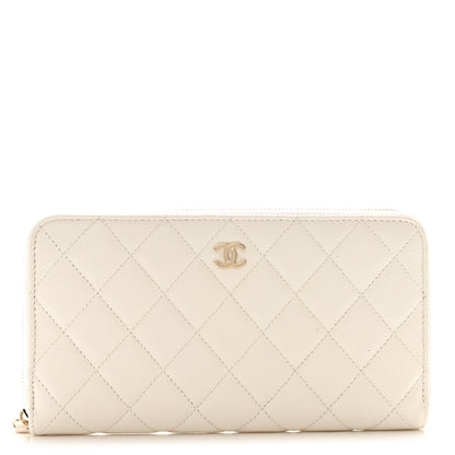 Chanel Caviar Quilted Large Gusset Zip Around Wallet White 1 of 11