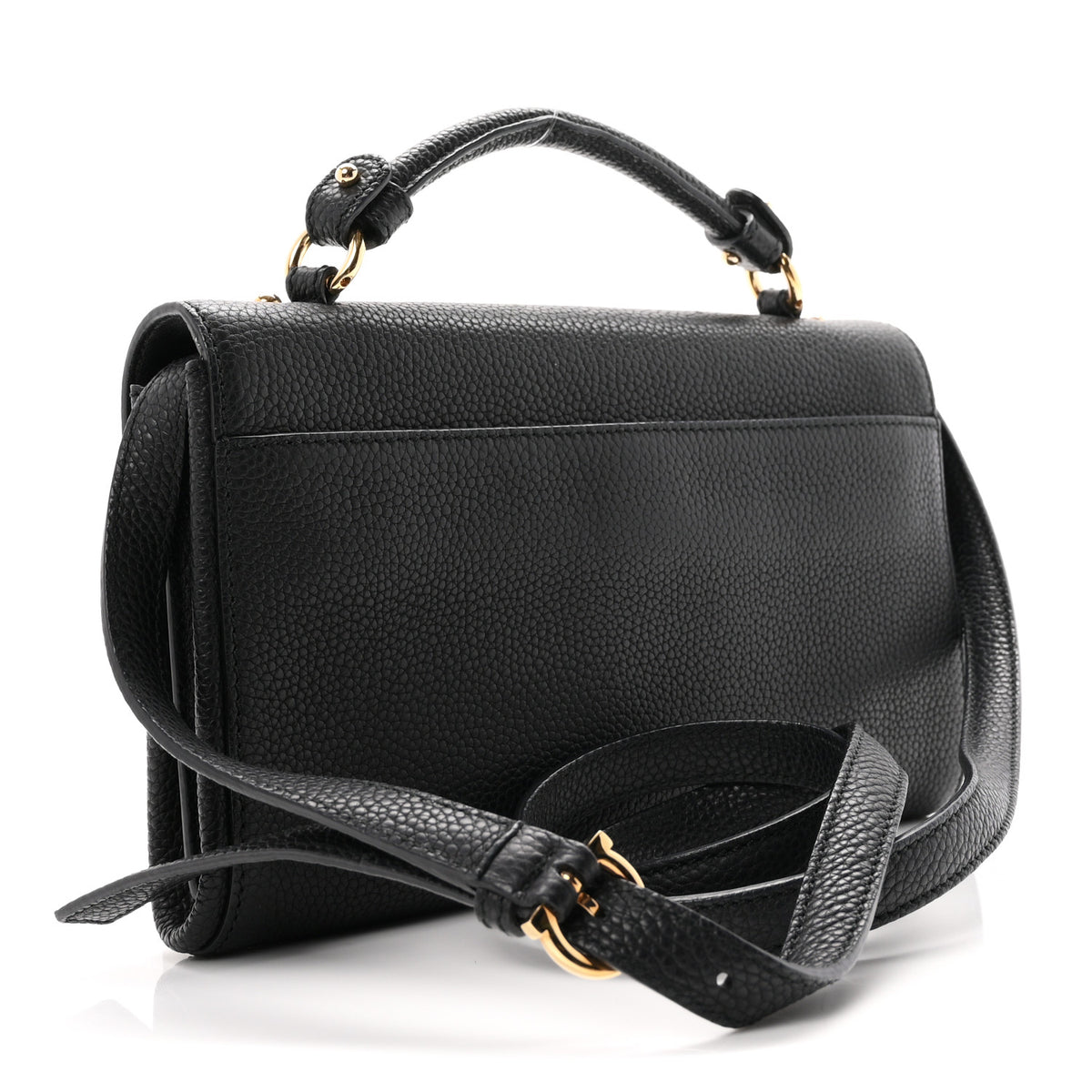 Grained Calfskin Ably Shoulder Bag Black