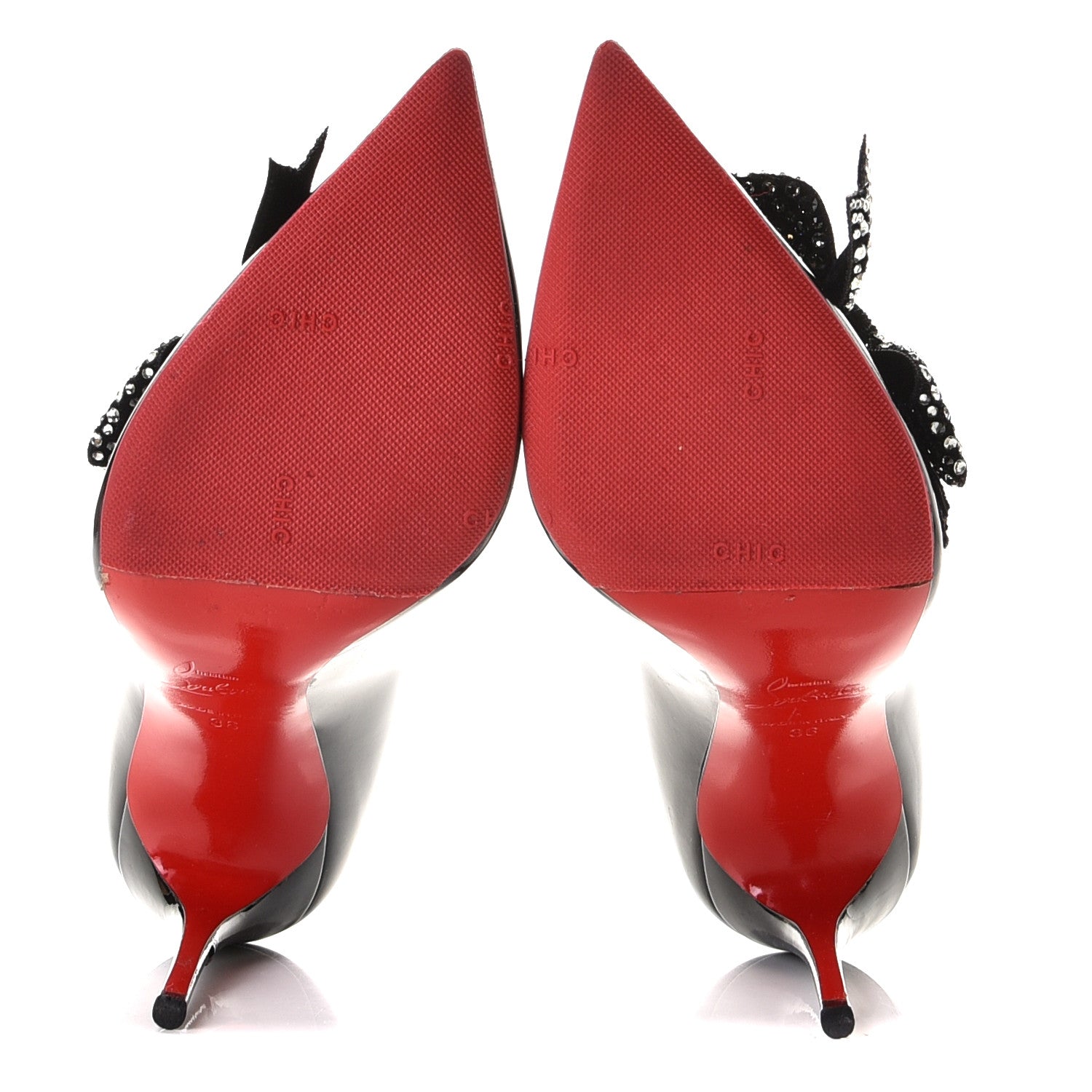 Christian Louboutin Patent Velvet Madame Menule Bow 100 Pumps 36 Black 7 of 11