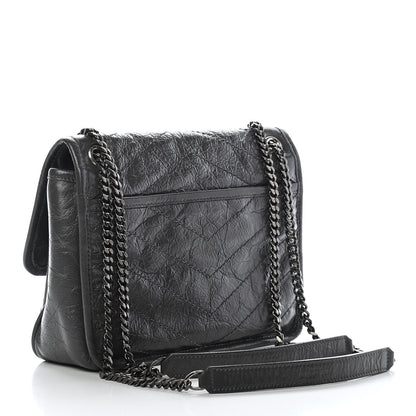 Saint Laurent Crinkled Calfskin Matelasse Monogram Baby Niki Chain Satchel Storm 3 of 14