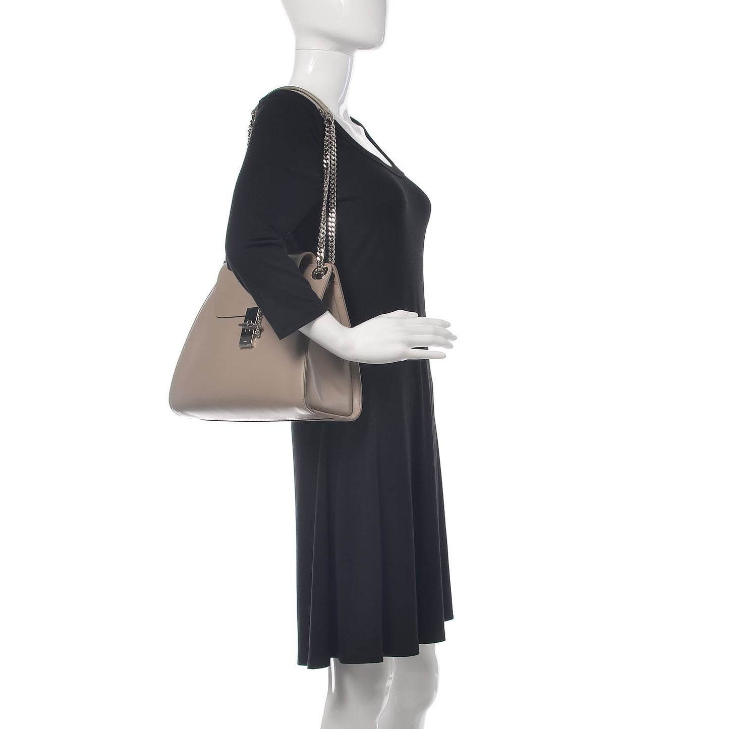 Shiny Calfskin Medium Annie Shoulder Bag Motty Grey