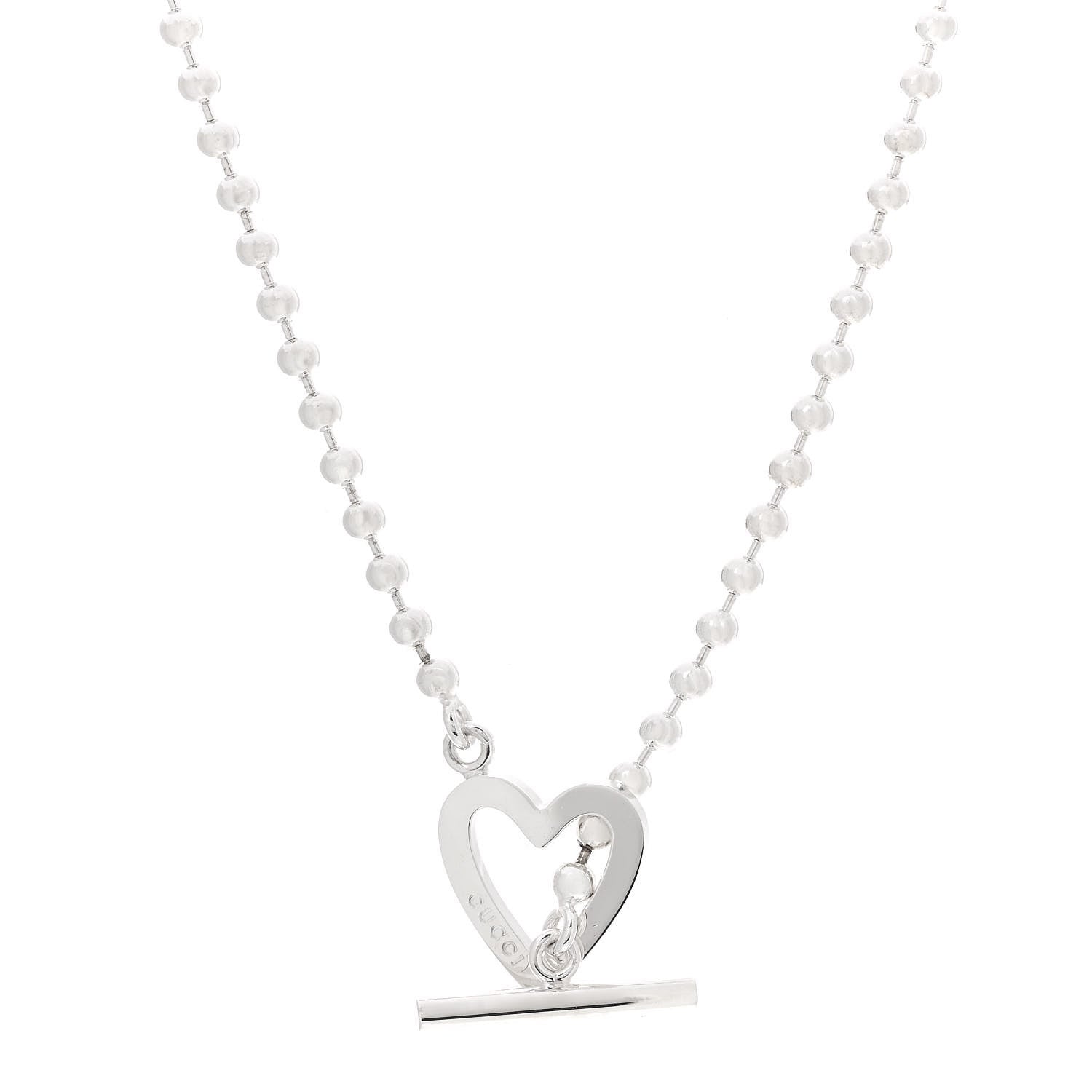 Gucci Sterling Silver Heart Toggle Necklace 1 of 4