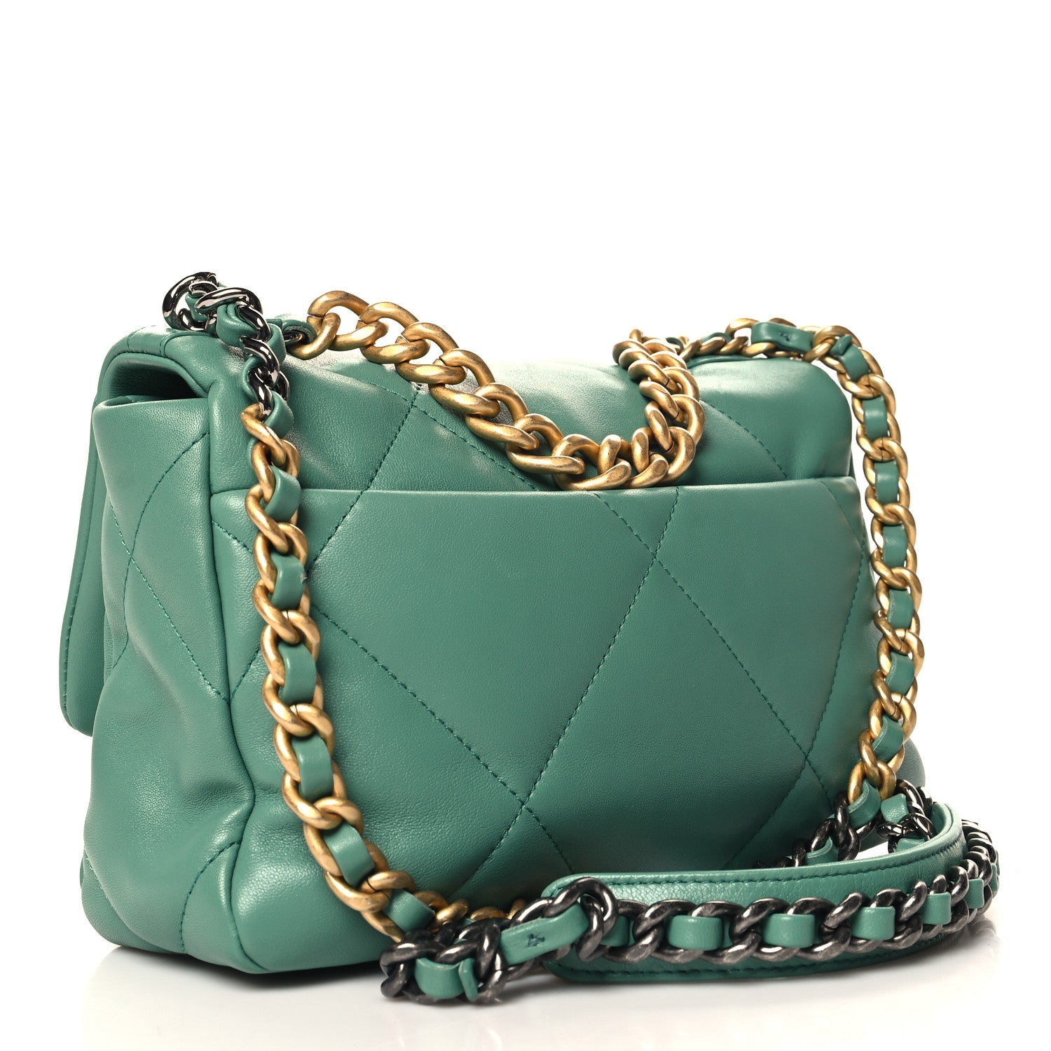 Chanel Lambskin Quilted Medium Chanel 19 Flap Green 3 of 11