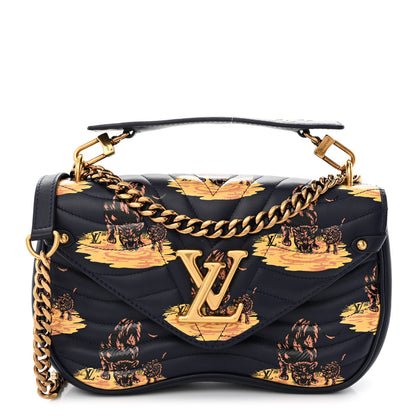 Louis Vuitton Calfskin Leopard Print New Wave Chain MM Navy 3 of 11