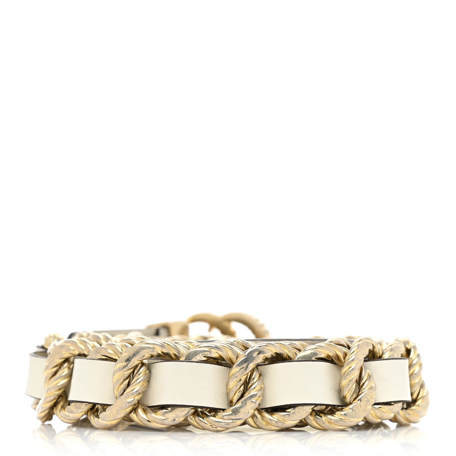 Gucci Calfskin Torchon Double G Chain 25mm Belt 85 34 Mystic White 2 of 7