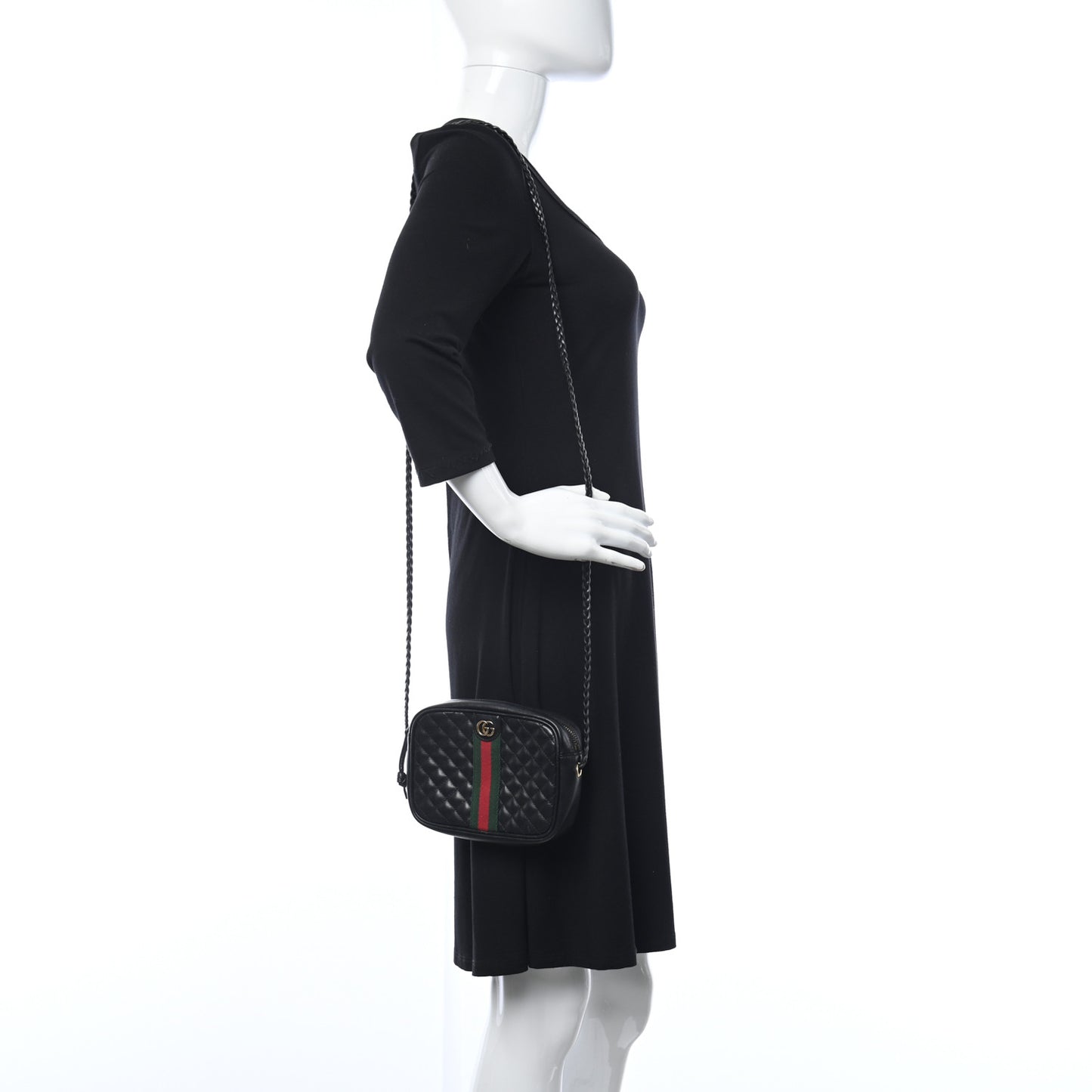 Calfskin Trapuntata Web Mini GG Shoulder Bag Black