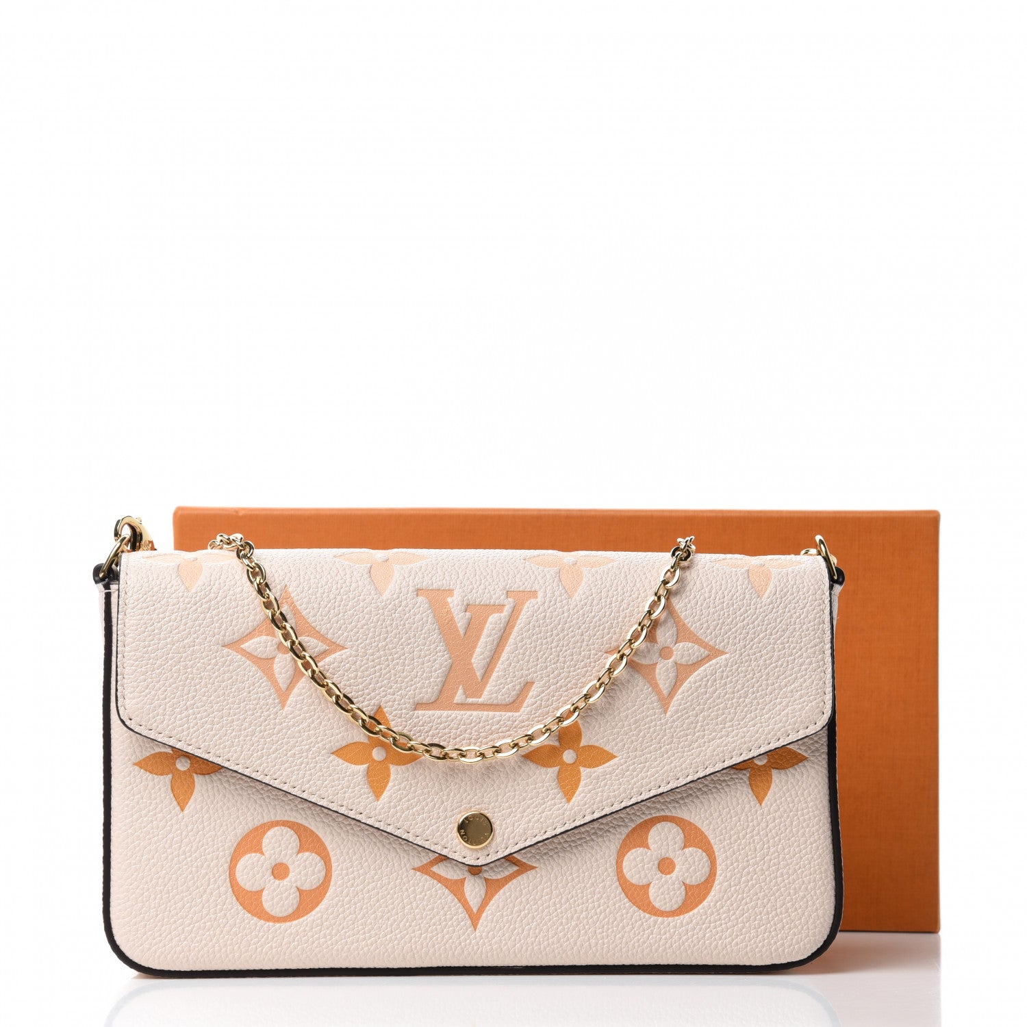 Louis Vuitton Empreinte Monogram Giant By The Pool Felicie Pochette Chain Wallet Cream Saffron 10 of 10
