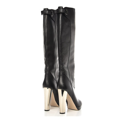 Valentino Garavani Calfskin Knee High Platform Boots 39 Black 4 of 8
