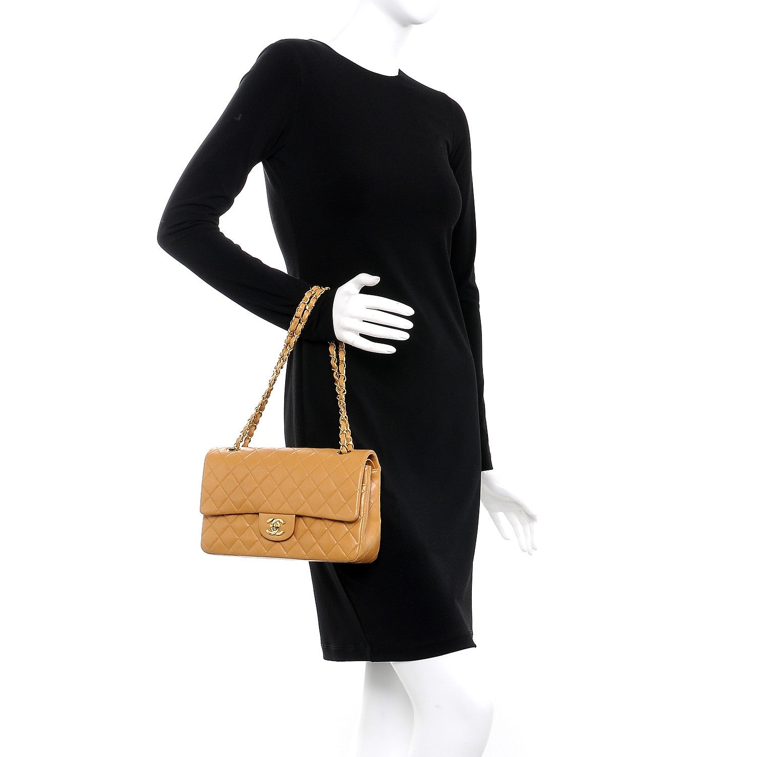 Chanel Lambskin Quilted Medium Double Flap Beige 3 of 14