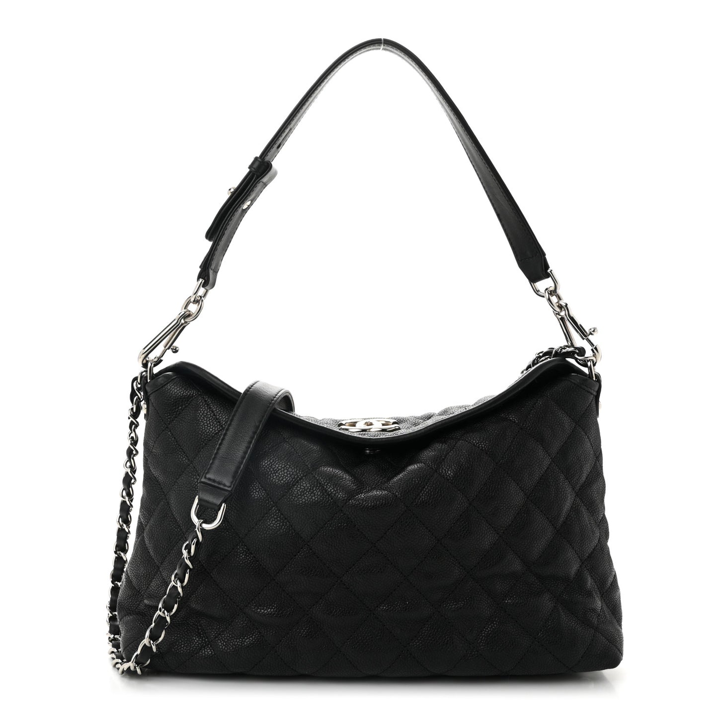 Caviar Quilted French Riviera Hobo Black