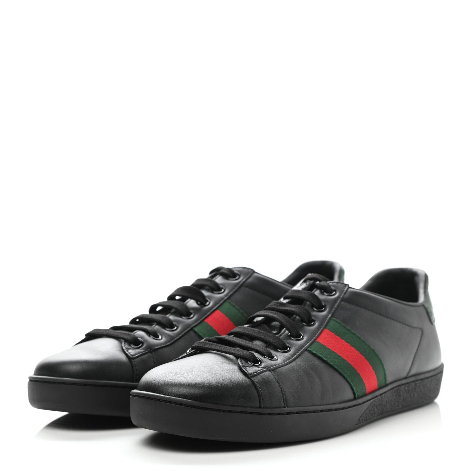 Gucci Calfskin Crocodile Web Ace Sneakers 39 Black 3 of 9