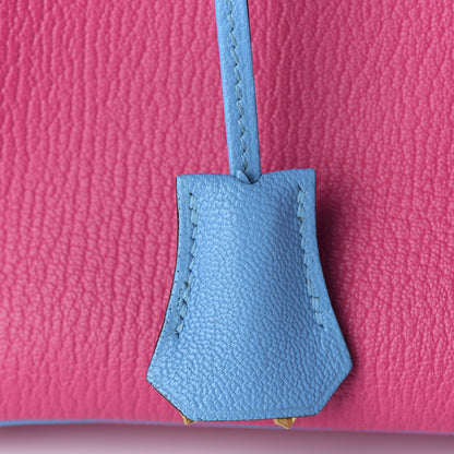 Hermes Chevre Mysore Horseshoe Birkin 30 Rose Shocking Celeste 13 of 34