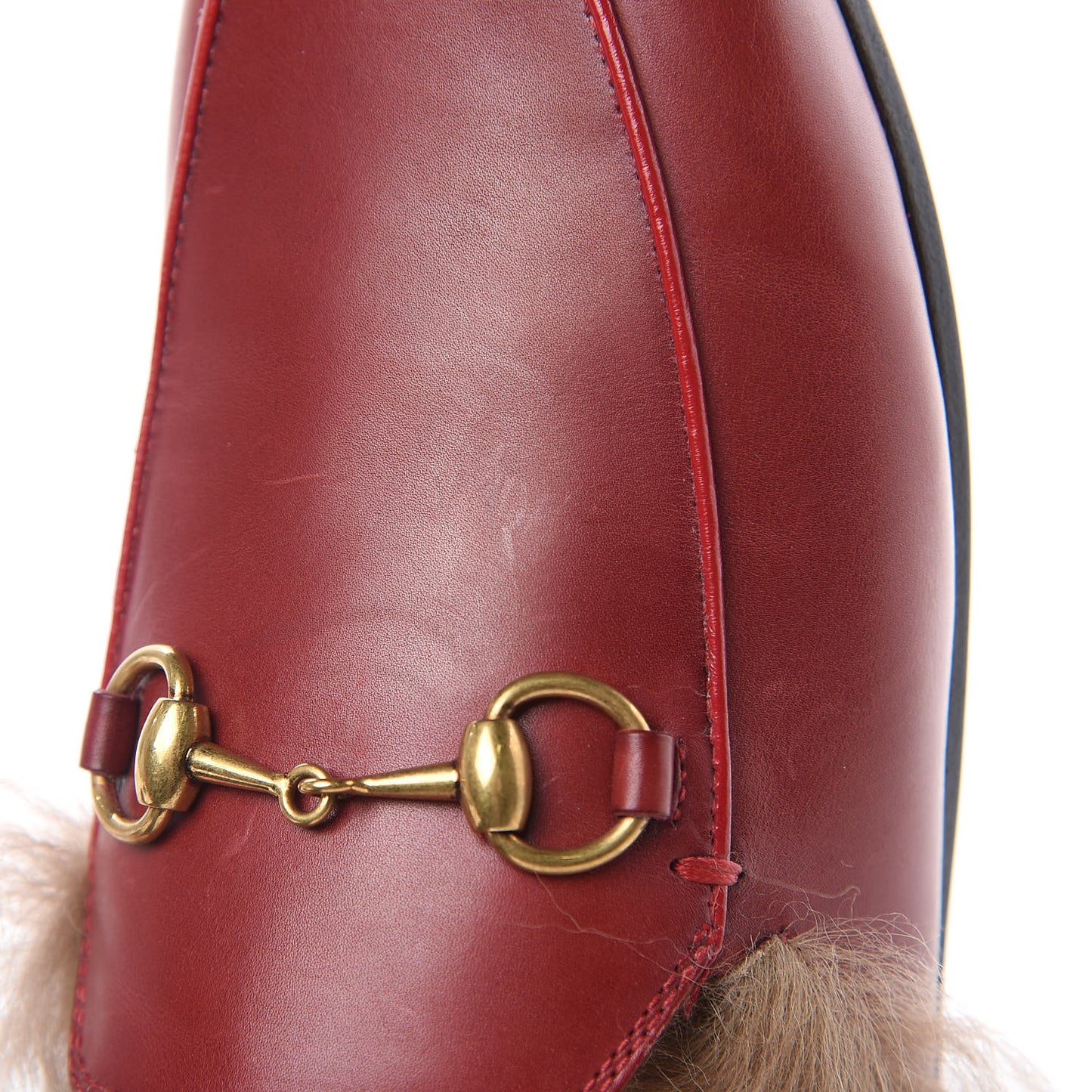 Betis Glamour Calfskin Fur Womens Princetown Slippers 36 Hibiscus Red Naturale