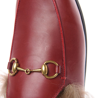 Gucci Betis Glamour Calfskin Fur Womens Princetown Slippers 36 Hibiscus Red Naturale 10 of 13